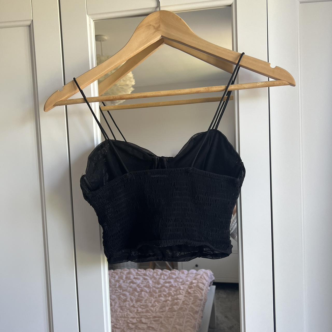 ZARA MESH CORSET STYLE RUCHED BLACK TOP SIZE SMALL... Depop