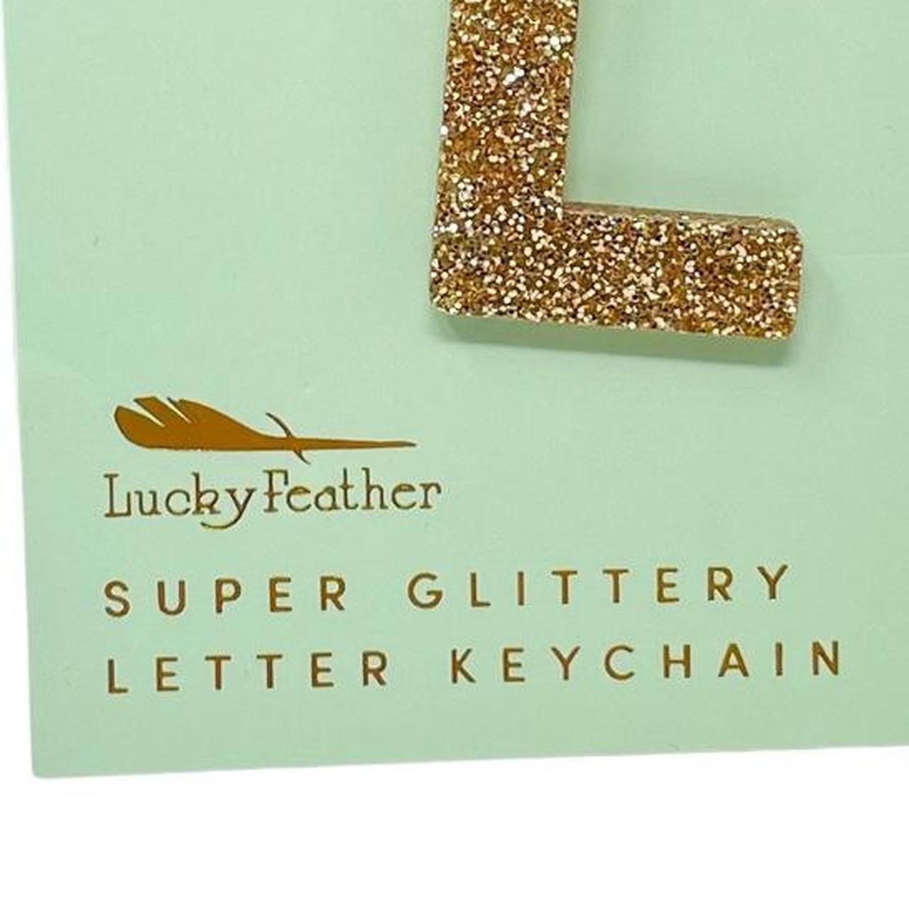 Lucky Feather Glitter Letter Keychain