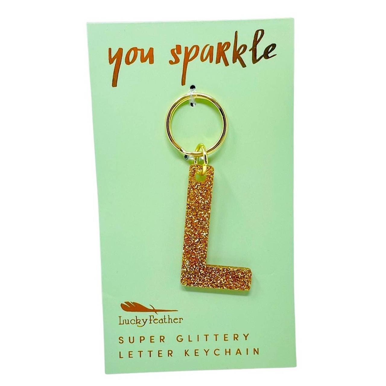 Lucky Feather - Glitter Keychain - Letter - A