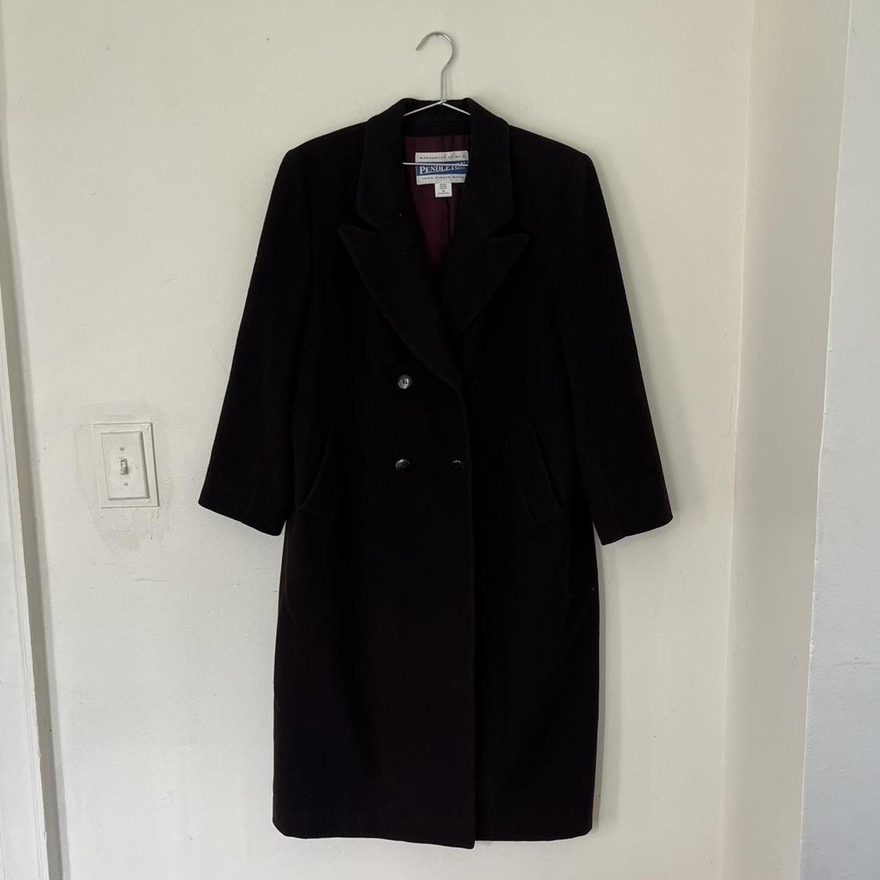 brown pendleton wool coat marked 12, fits s-l... - Depop