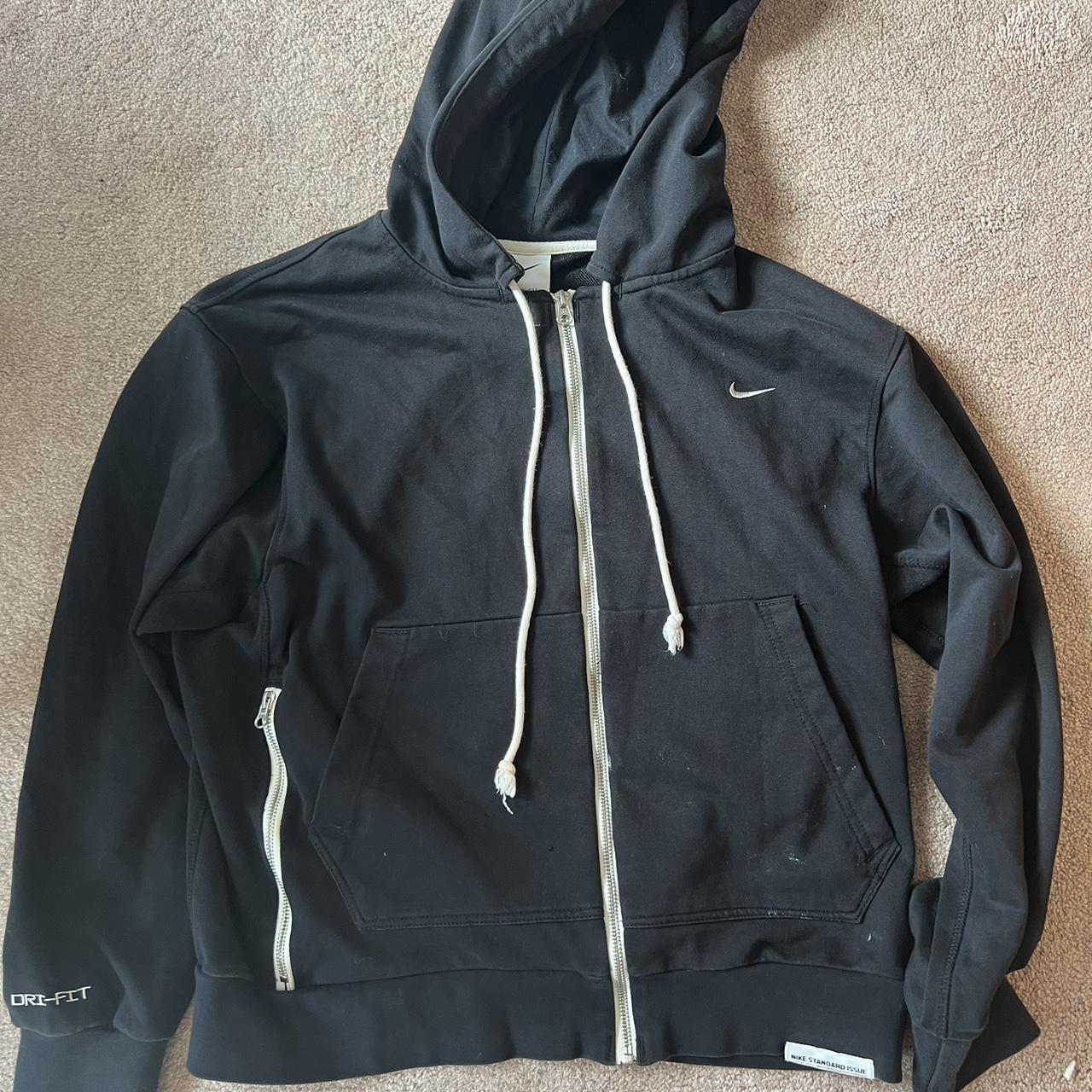 Nike Jacket All black white strings Side zipper. Depop