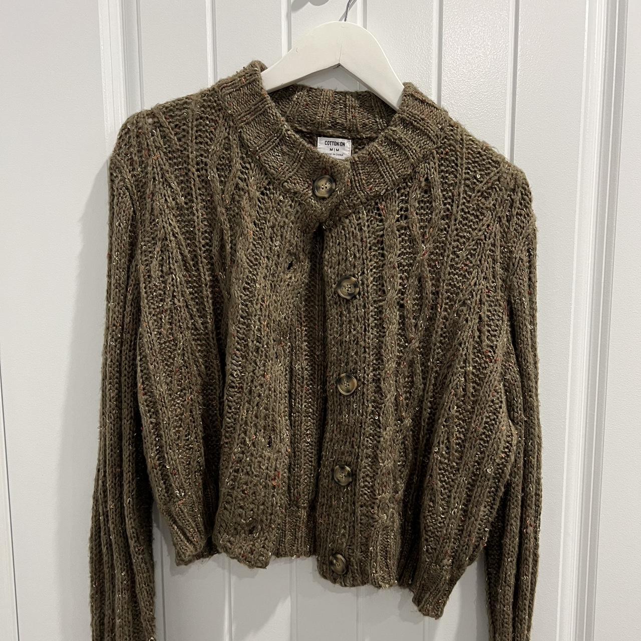 Cotton On Knit Cardigan Beautiful Green Colour with... - Depop