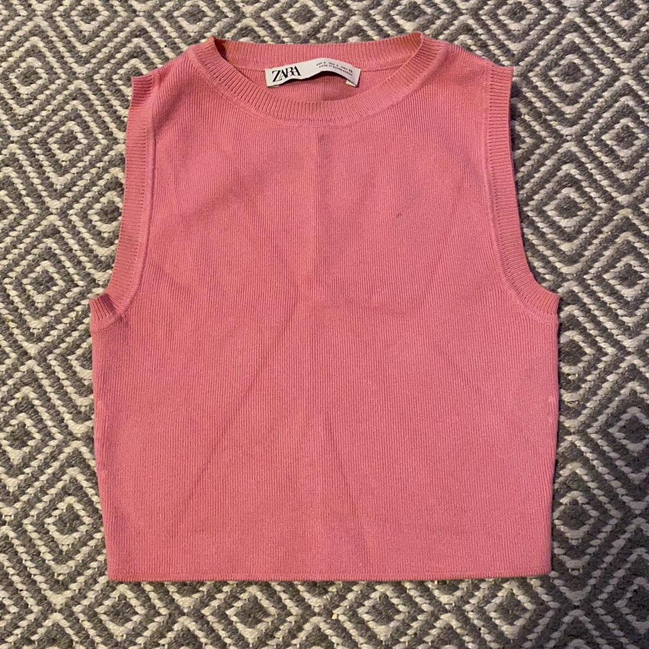 Zara Women's Pink Crop-top | Depop