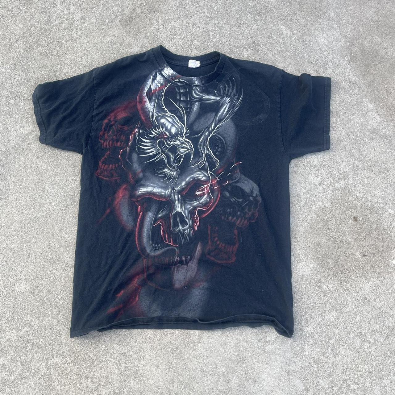 y2k affliction grunge style graphic tee - men’s... - Depop