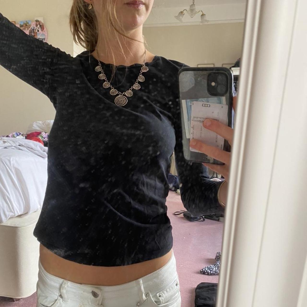 Black long sleeve top Very simple and flattering... - Depop