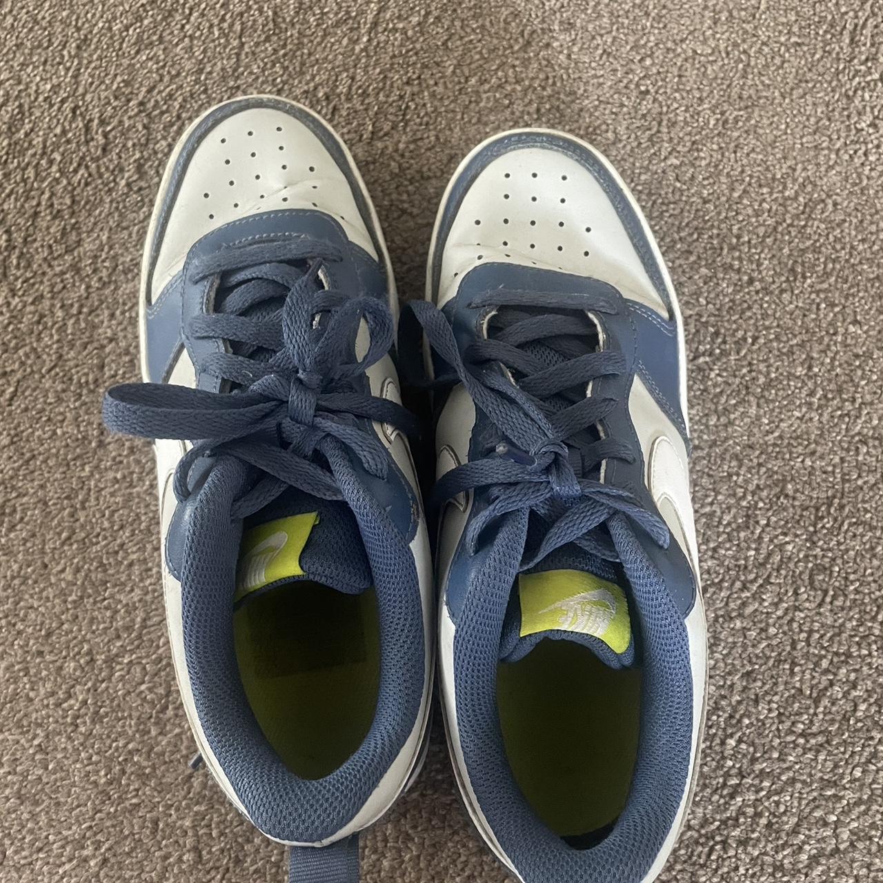 green blue and white nike shoes