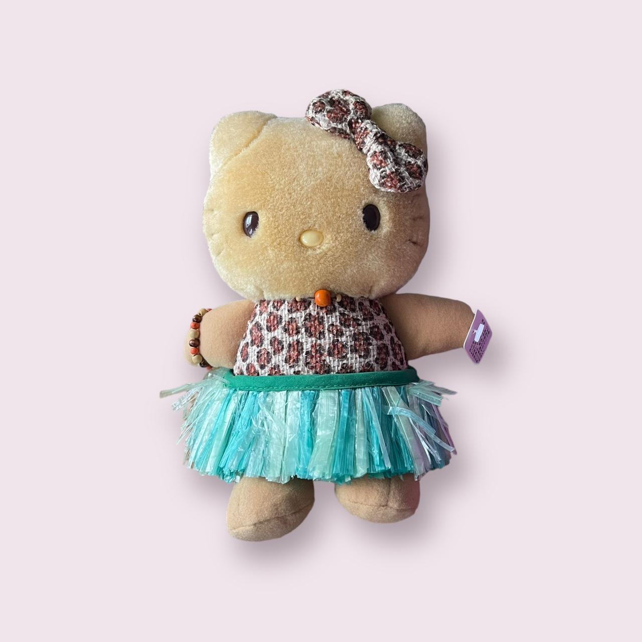 tan hello kitty plush cheetah print and skirt japan... - Depop