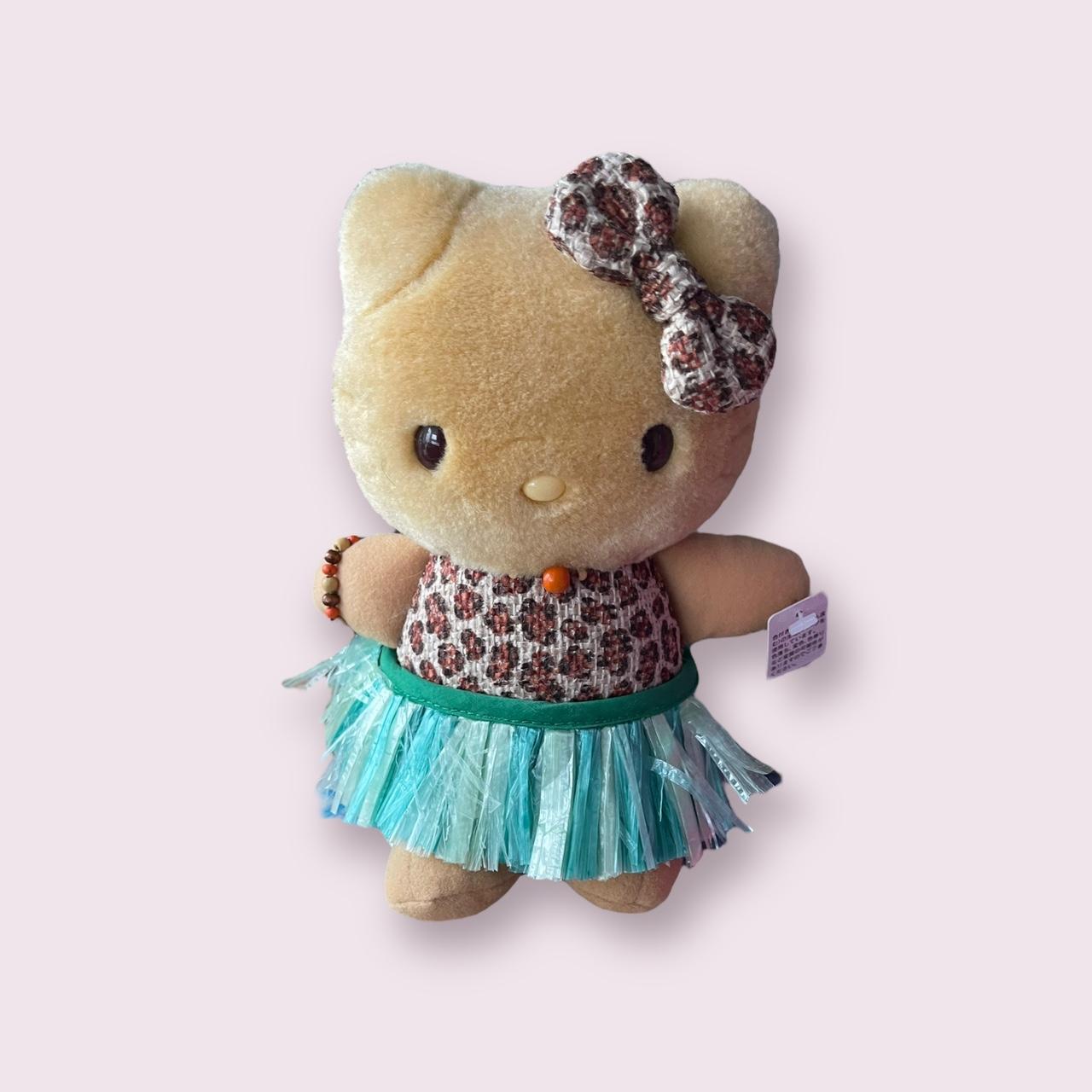 tan hello kitty plush cheetah print and skirt japan... - Depop