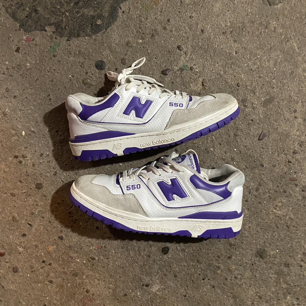 New balance 550 white purple' retro colour... - Depop