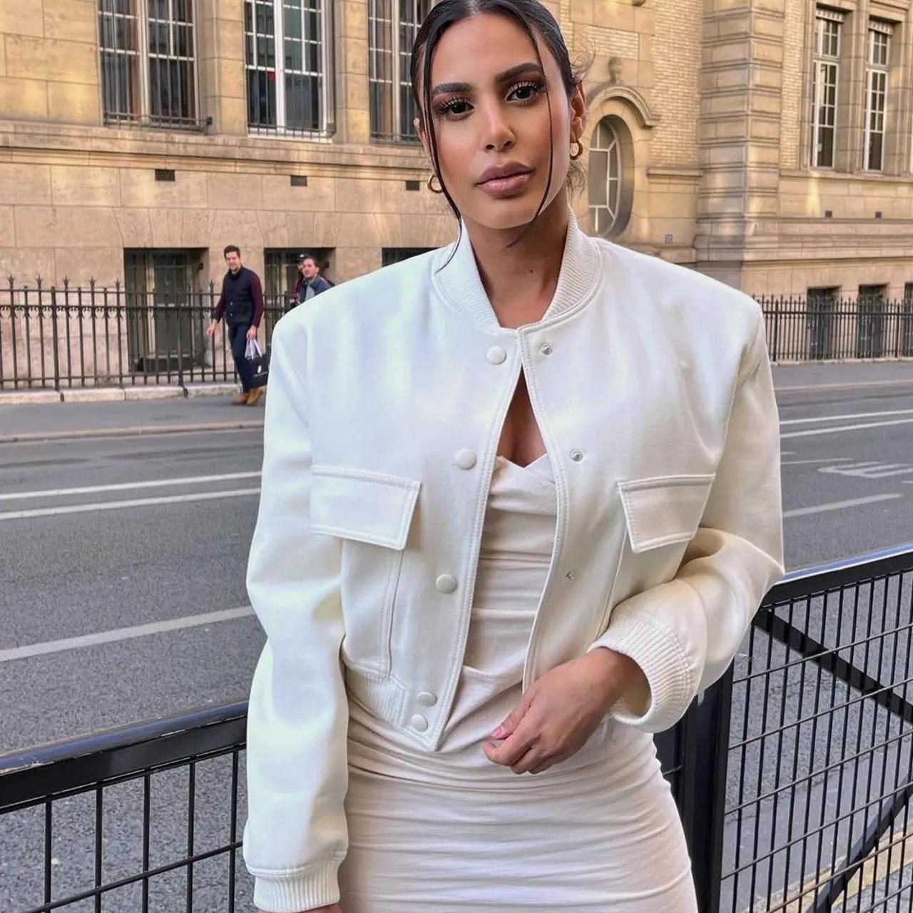 Cream bomber jacket similar to Zara Brand new... Depop