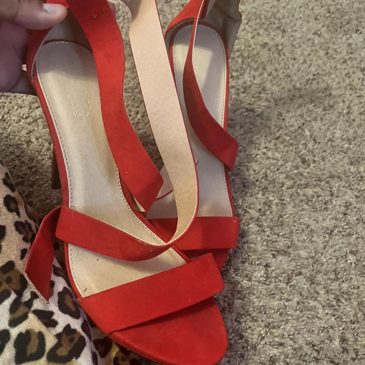 Red heels worn once womens ten not sure of the... - Depop