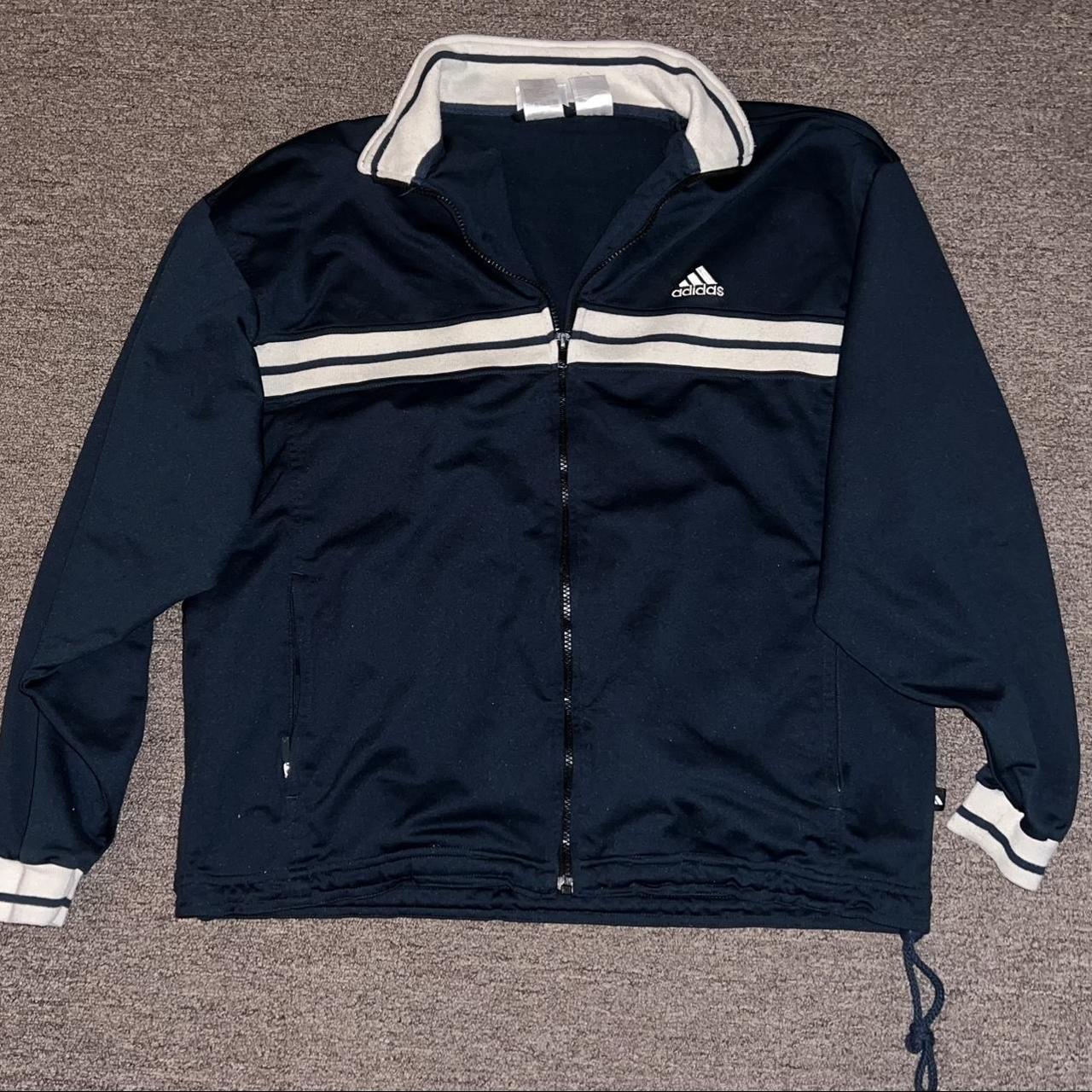 Adidas Men's Navy and White Jacket | Depop