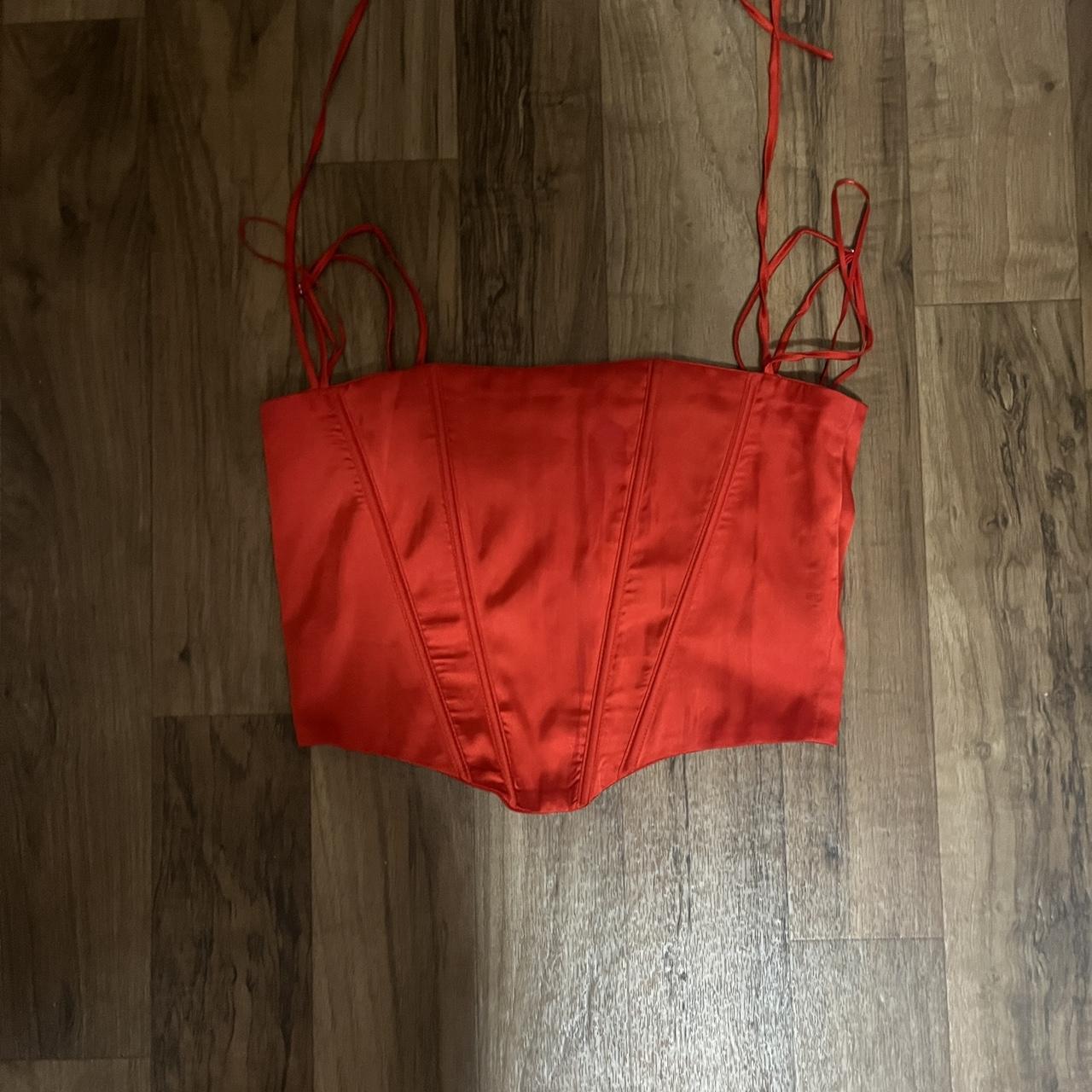 fashion nova red corset top worn once ☆closet... Depop