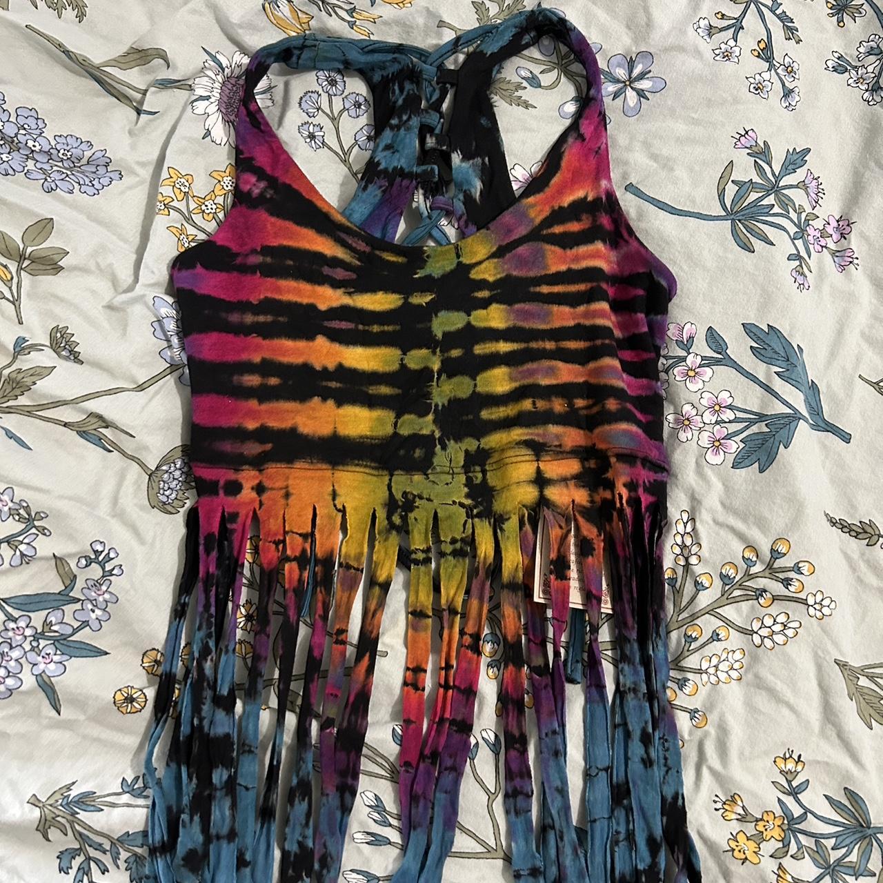 Kathmandu imports tiedye black rainbow top... Depop
