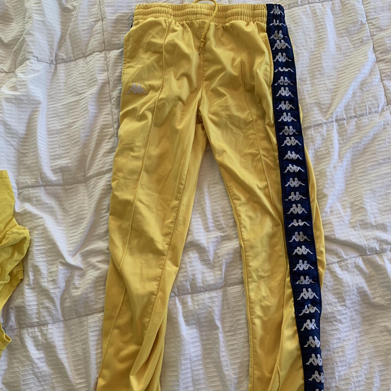 Kappa yellow pants 100% polyester Size medium... - Depop