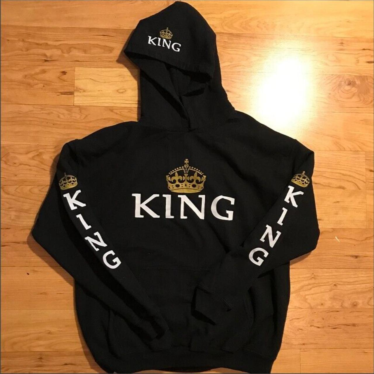 LARGE KING CROWN BLACK HOODIE SWEATSHIRT with Depop