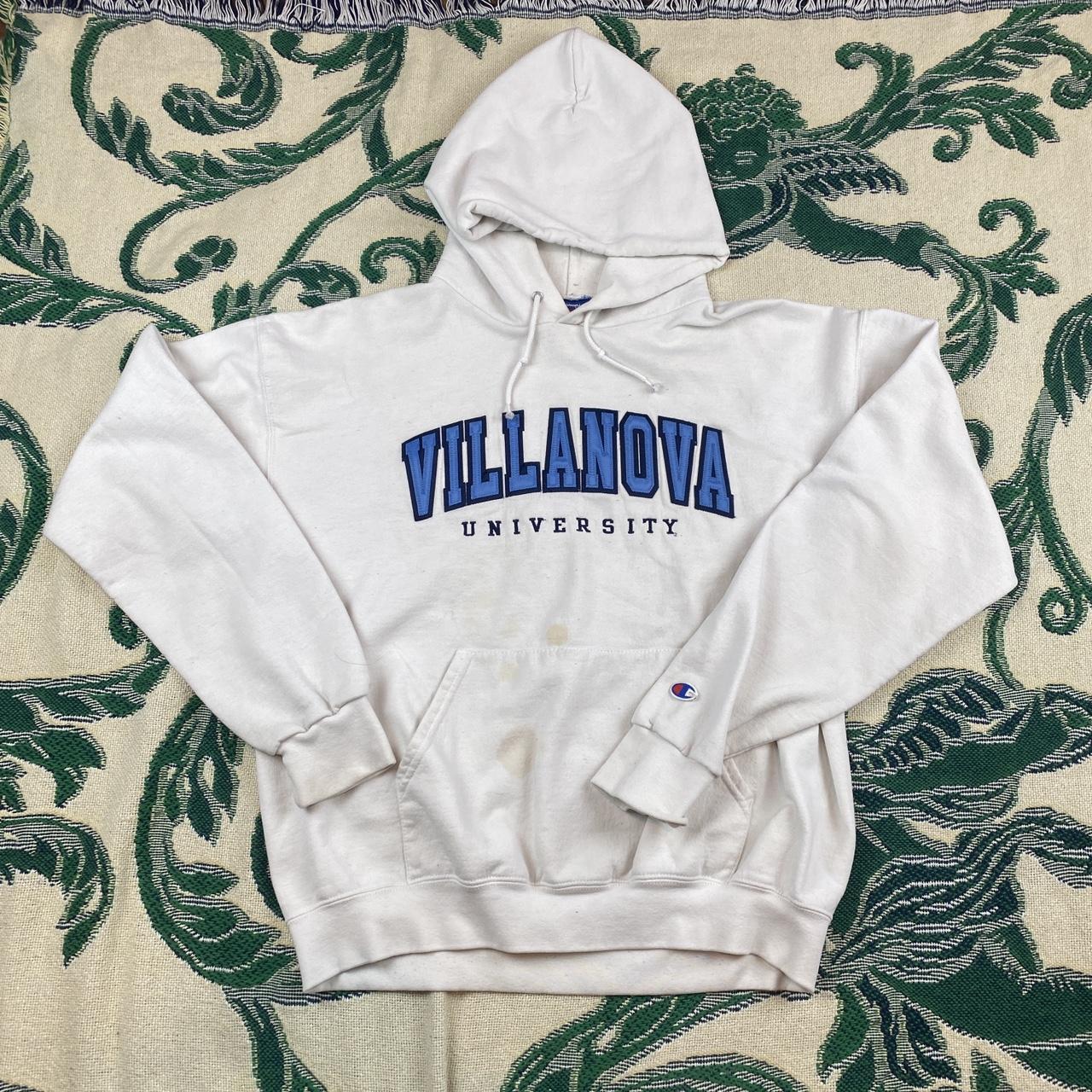 White and blue champion hoodie Clearance