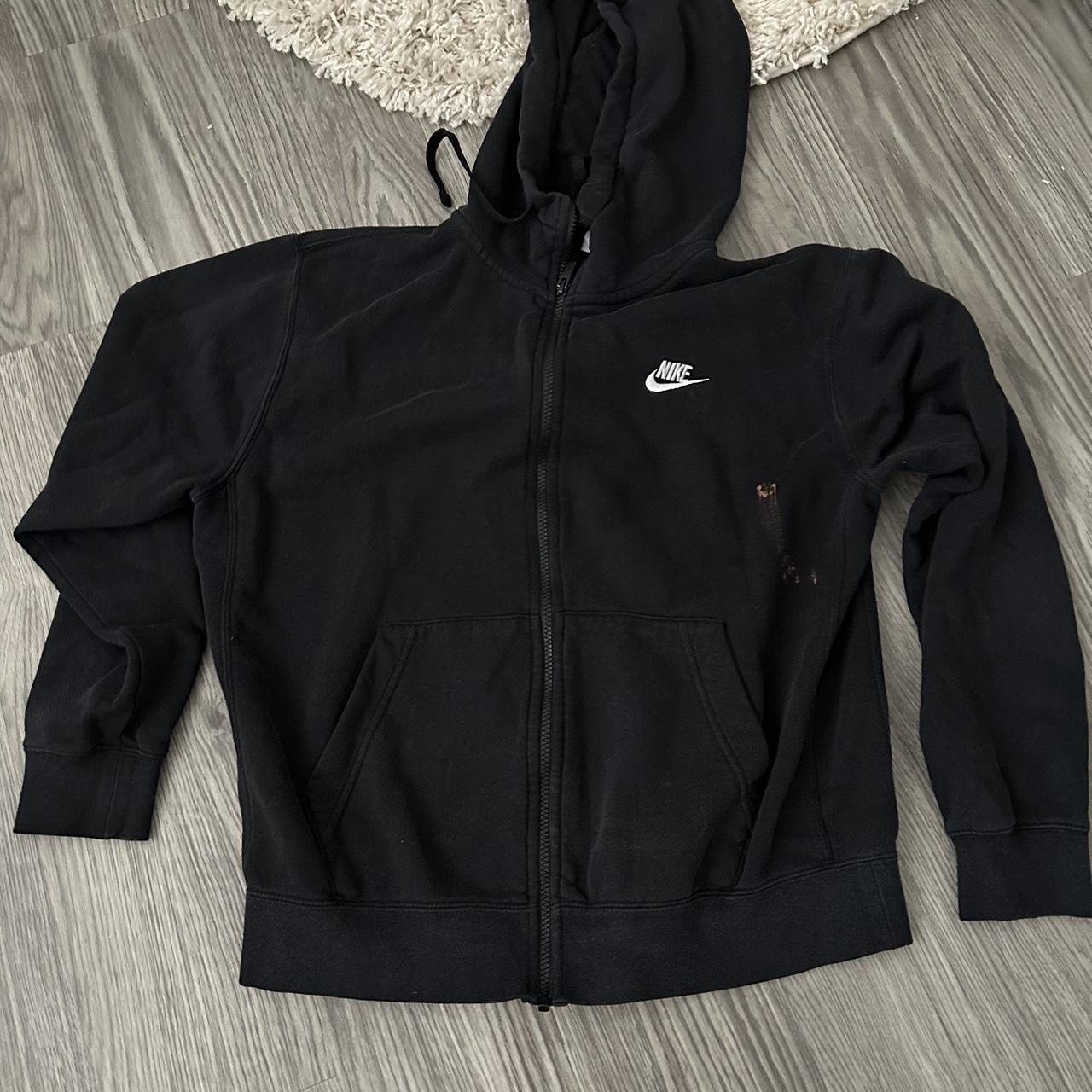 black nike zip up hoodie. medium. soft cotton... - Depop