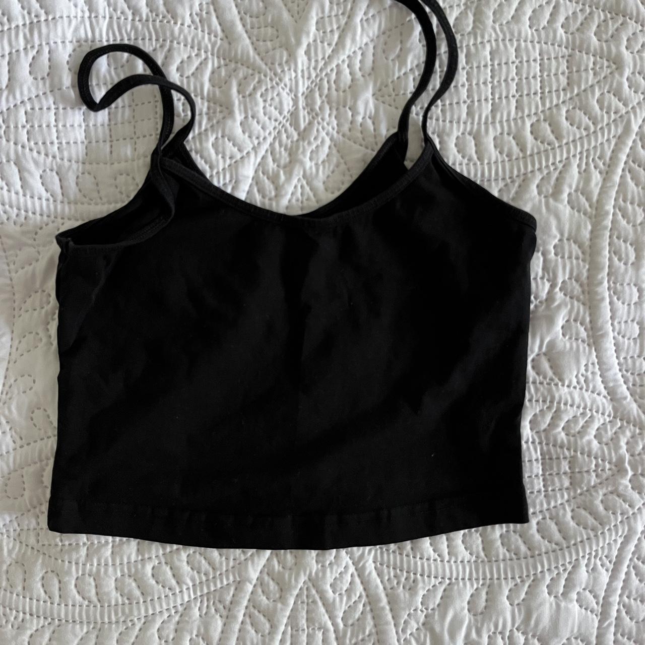 Cute black crop top. Size M. Great basic piece only... - Depop