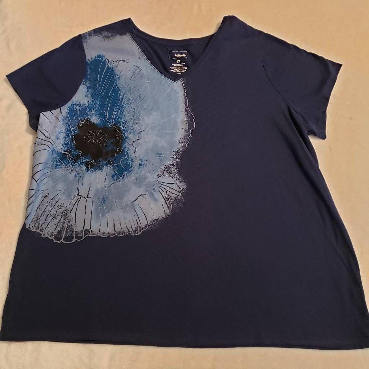 Sonoma, Shirts, Sonoma Size Xl Navy Blue With Flower Print