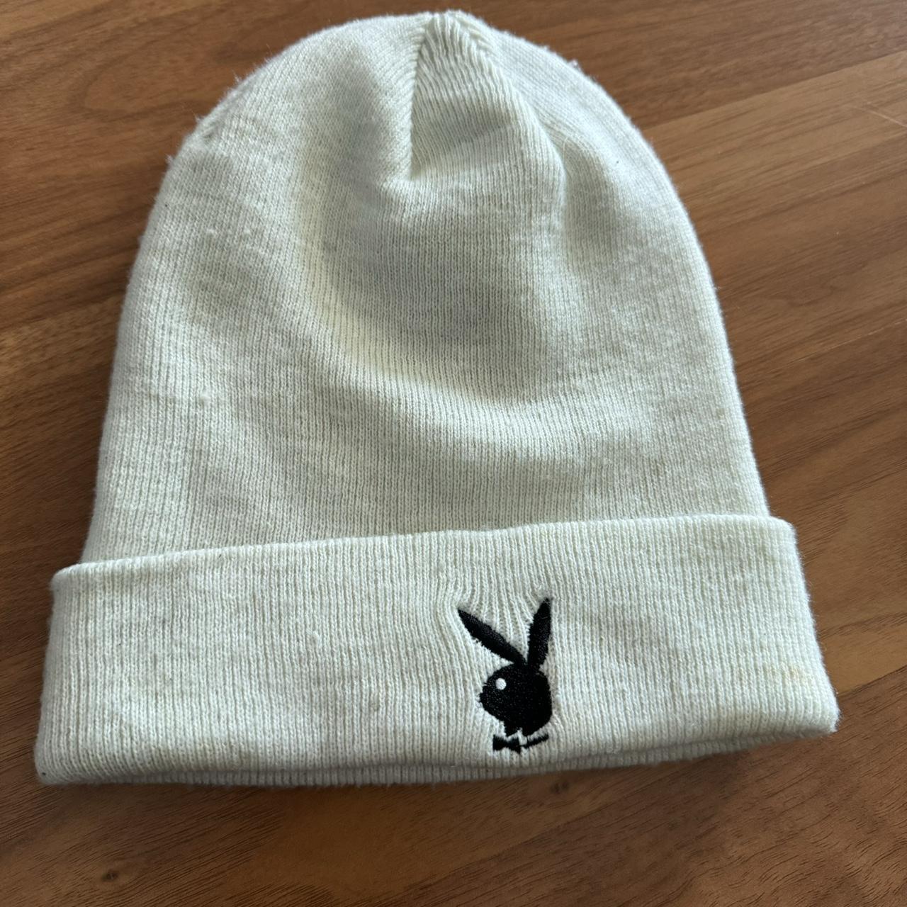 playboy Cream Colored Unisex beanie, One Size Fits Most Depop