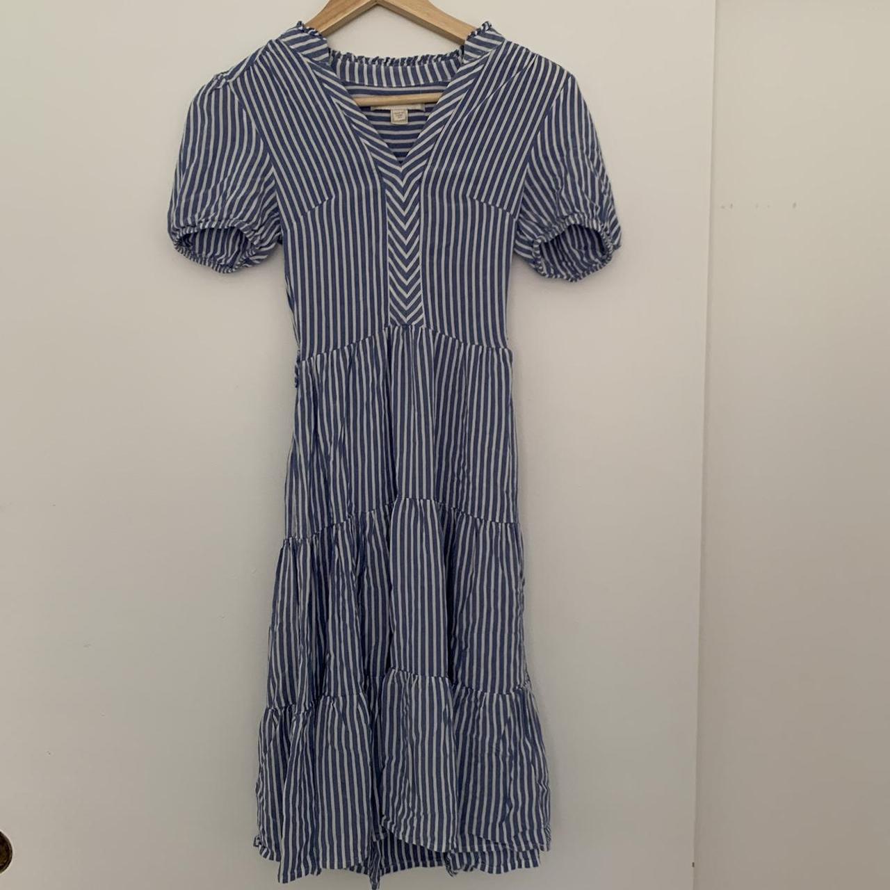 Monteau Los Angeles Blue Pinstripe Dress Knee Length... - Depop