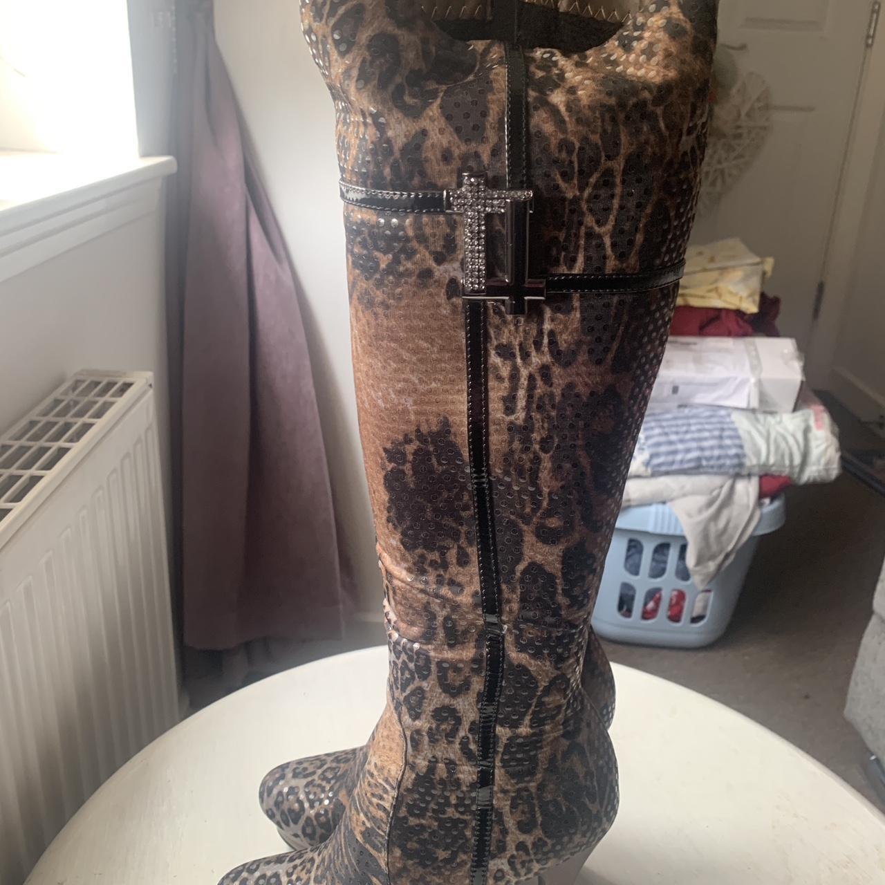 over the knee leopard print boots