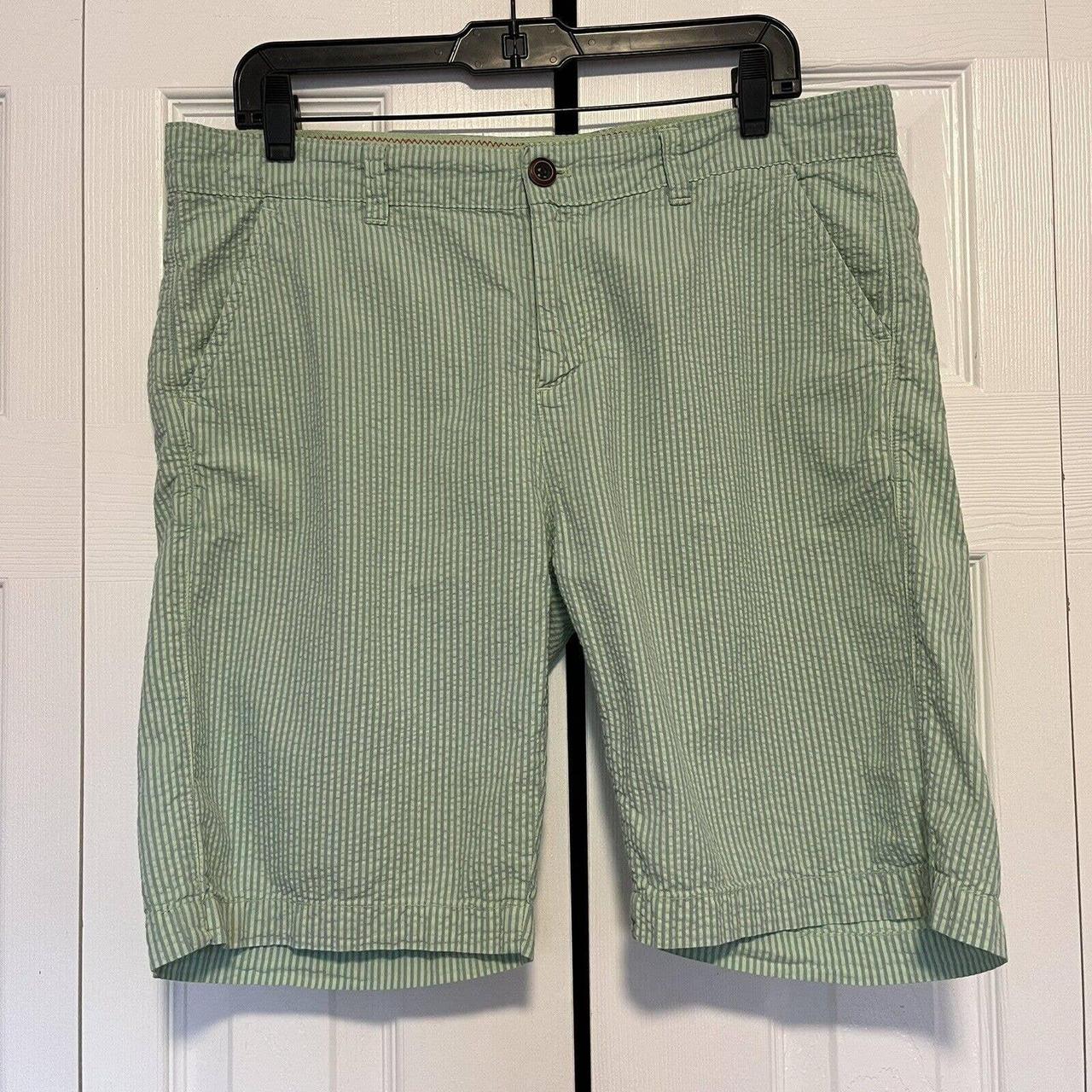 Men’s Benson NYC Stripe Blue Green Shorts Size... - Depop