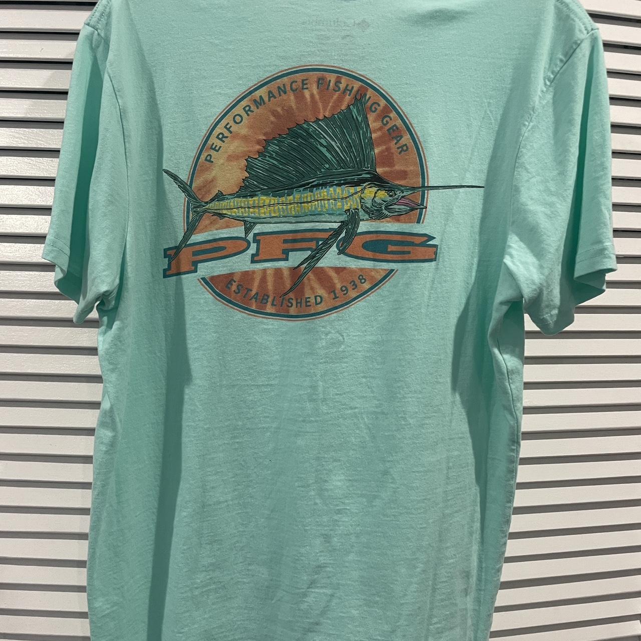 Columbia PFG Tee Teal double sided t shirt for the - Depop