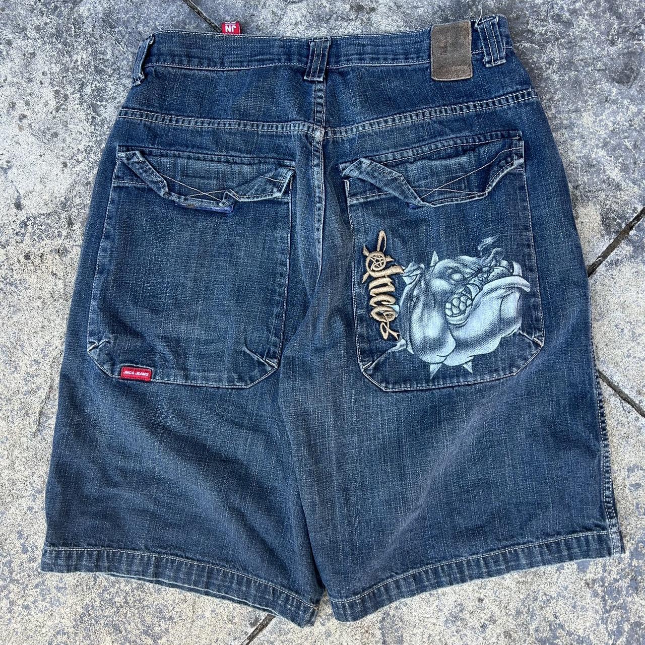 CRAZY JNCO GRAIL!!!!!! Y2K bull dog baggy jorts! 34... - Depop