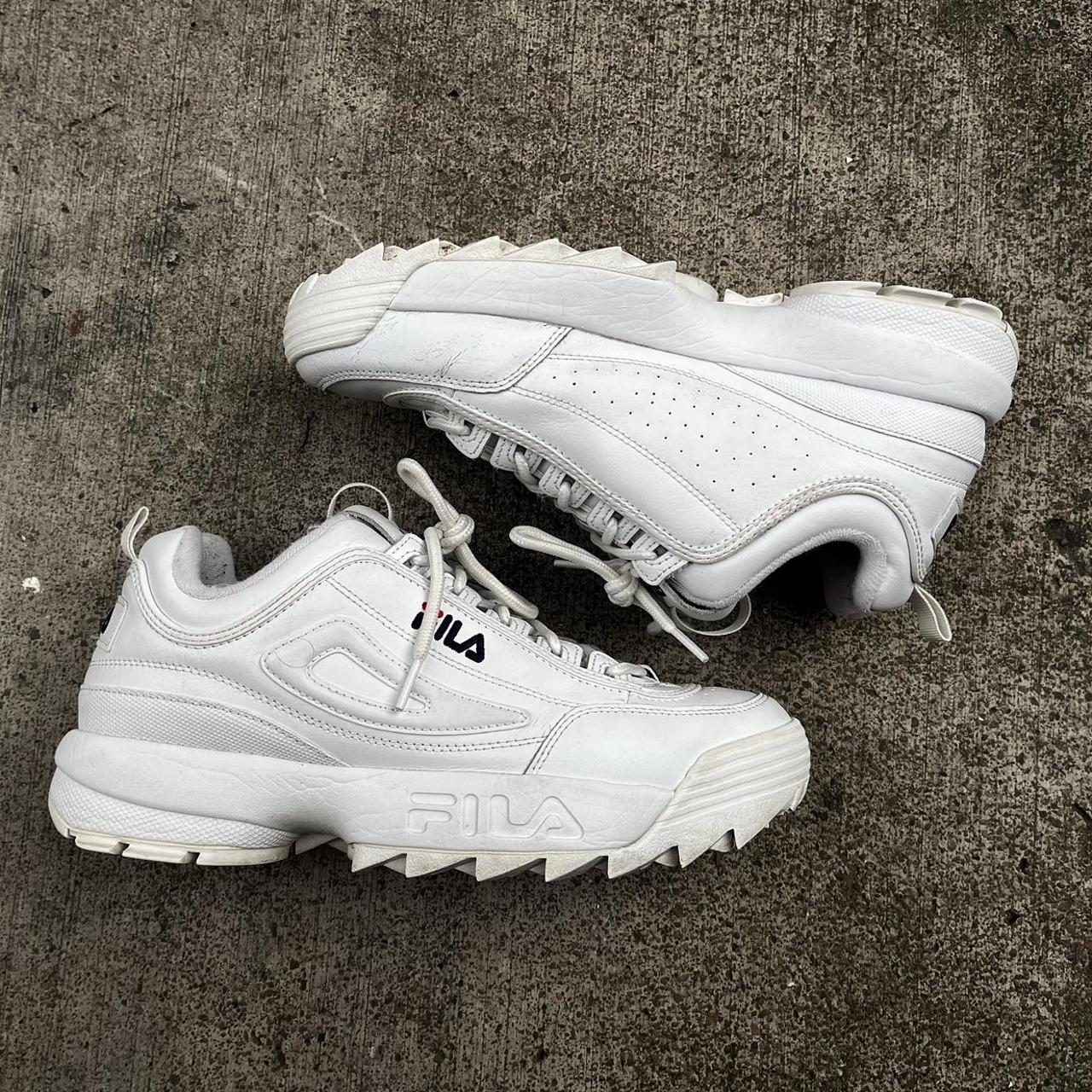 red and white fila shoes