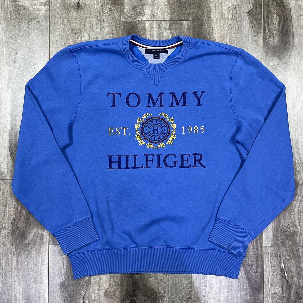 Tommy Hilfiger Men's Blue Sweatshirt | Depop