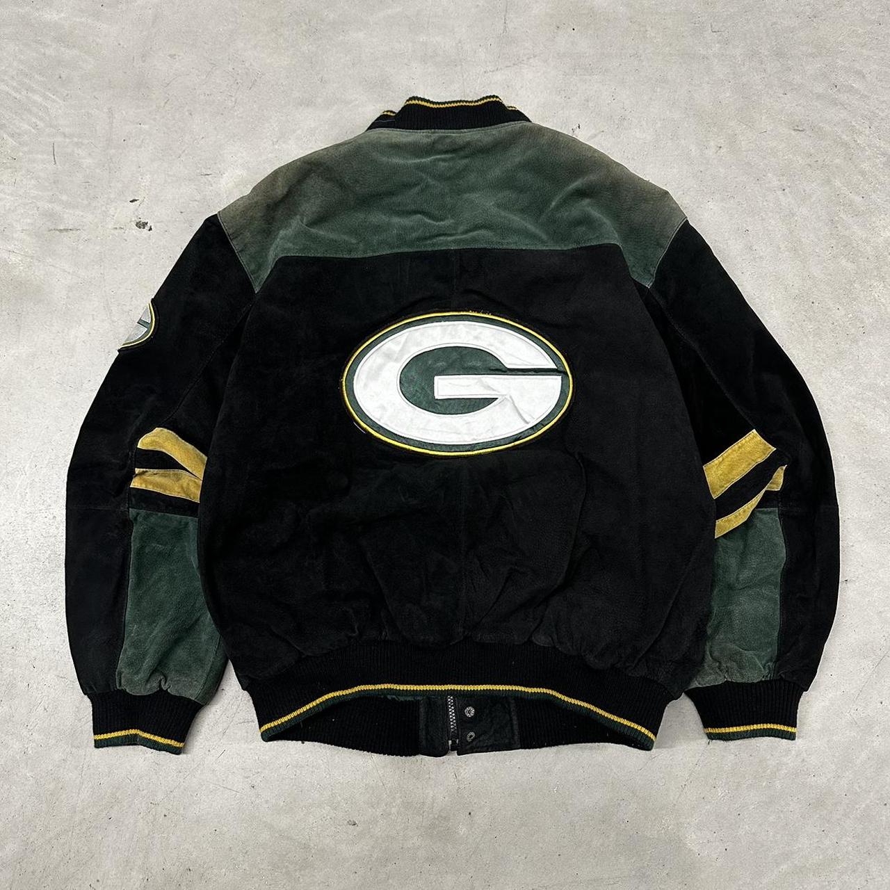 Vintage 1990s Green Bay Packers NFL Leather Letterman Jacket / 