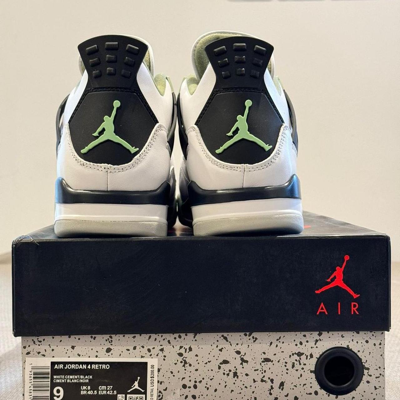 white jordan 4 green
