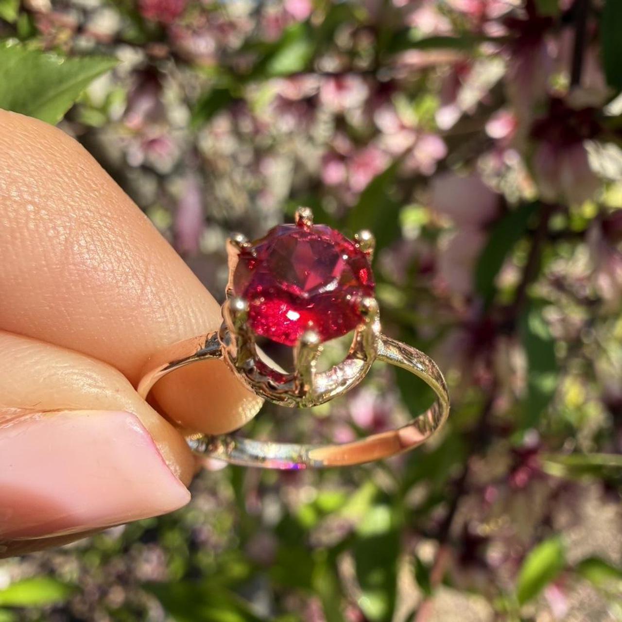 Women's Ring - Red/Multi – Solid 8K Gold Red Soli… - image 1