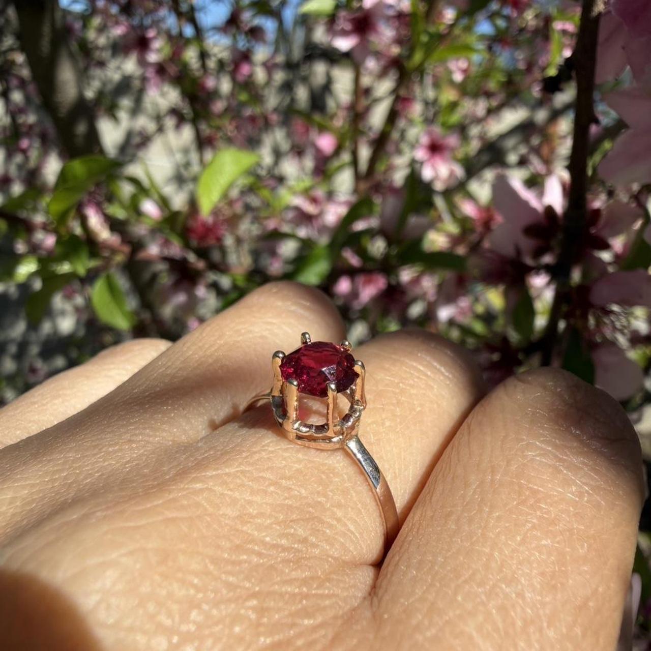 Women's Ring - Red/Multi – Solid 8K Gold Red Soli… - image 3