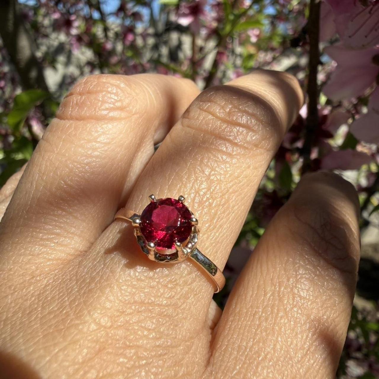 Women's Ring - Red/Multi – Solid 8K Gold Red Soli… - image 2