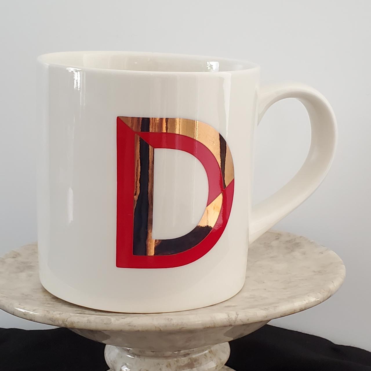 Opalhouse Target White Coffee Cup Mug Red/Gold D... Depop