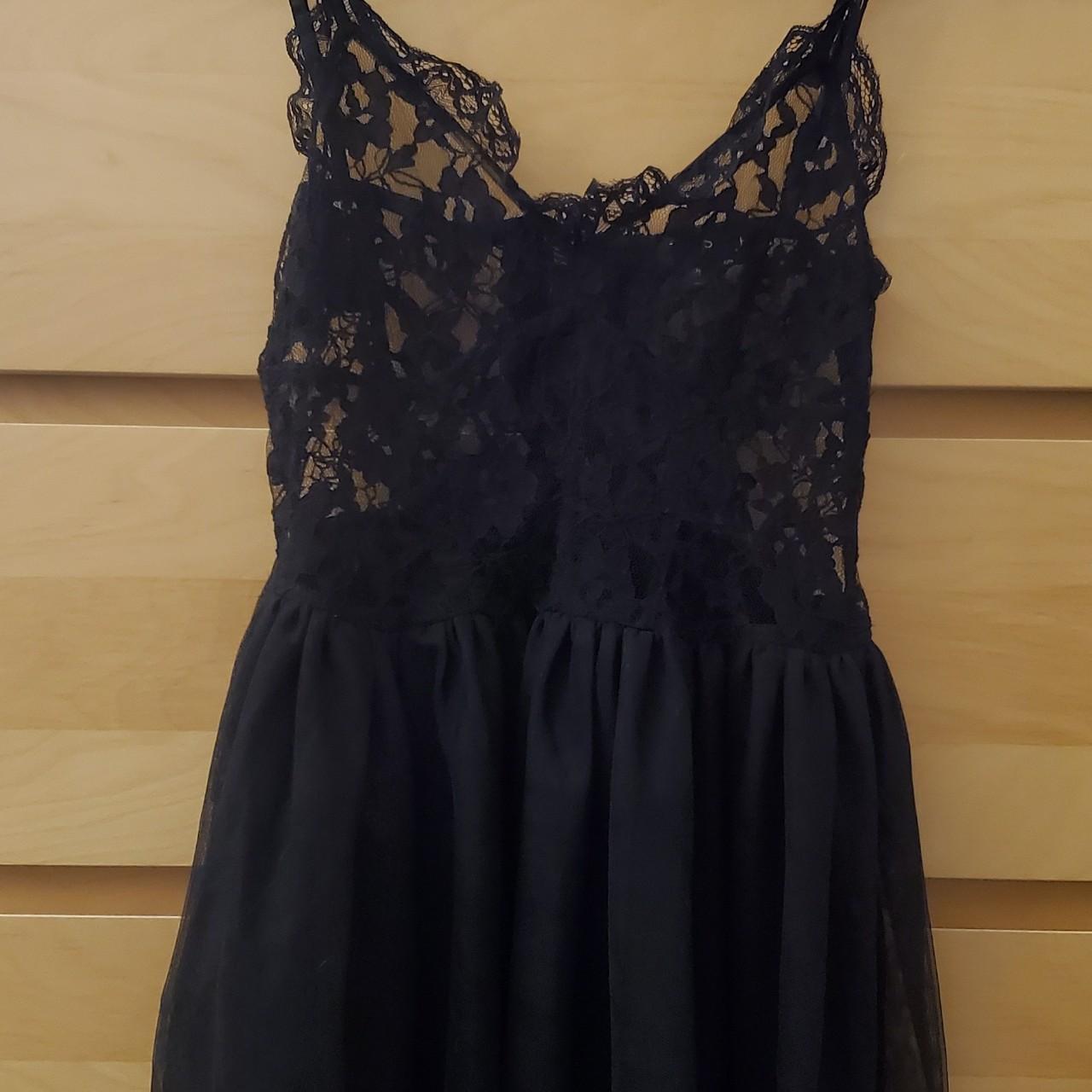 Black lace & tulle/mesh dress - Depop