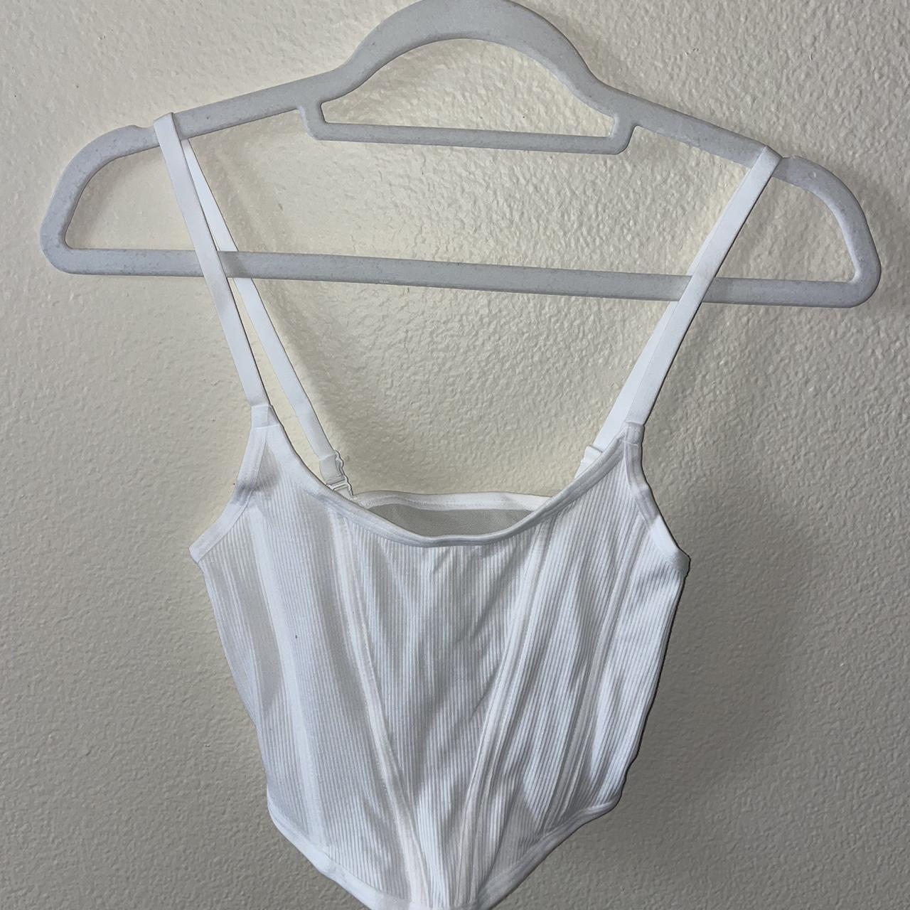 White corset top, worn once Depop