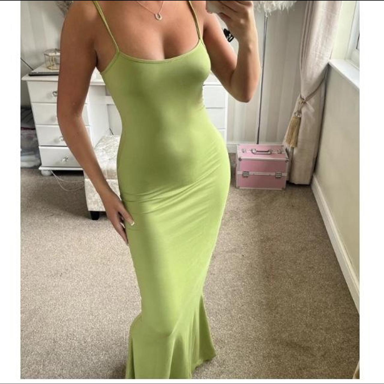 Green skin clearance tight dress