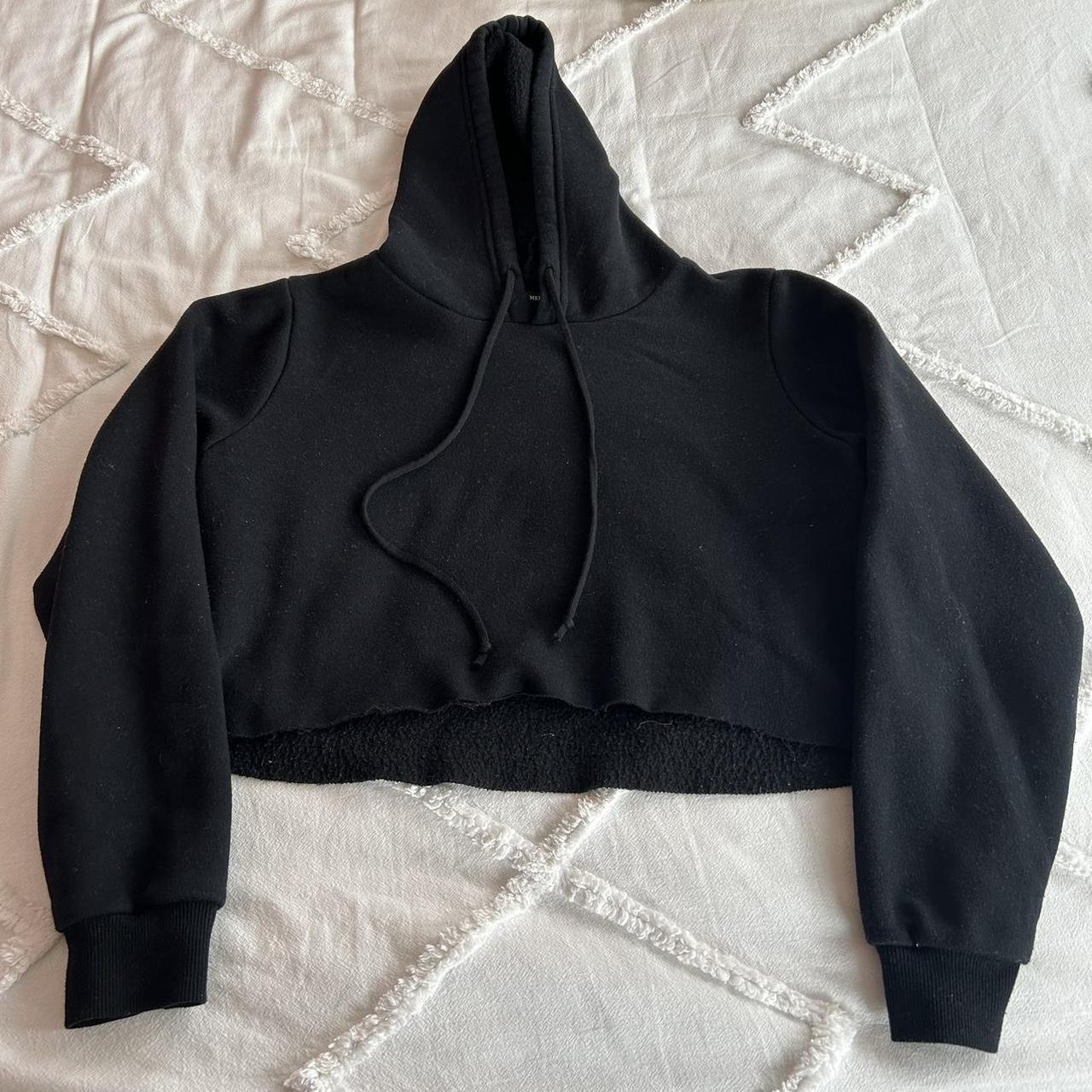 Brandy Melville Cropped Hoodie Black hoodie with - Depop