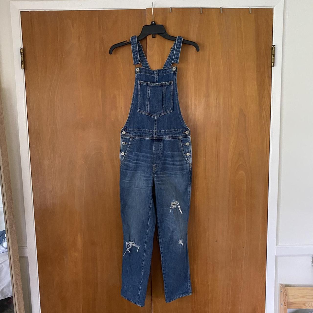Old Navy Women's Blue and Navy Dungareesoveralls Depop