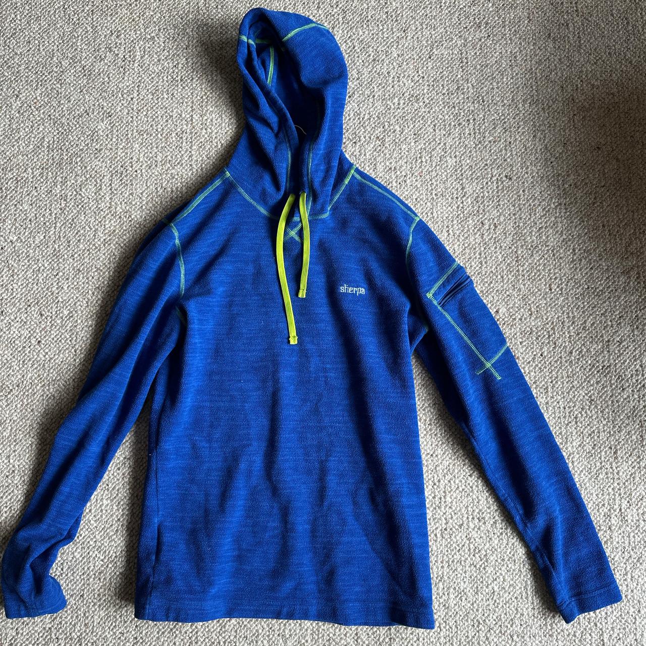 Men’s blue Sherpa fleece hoodie Size - Medium - Depop