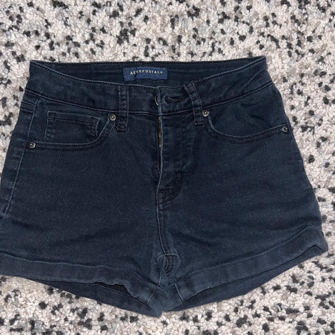 Black aeropostale jean shorts size 0 Depop