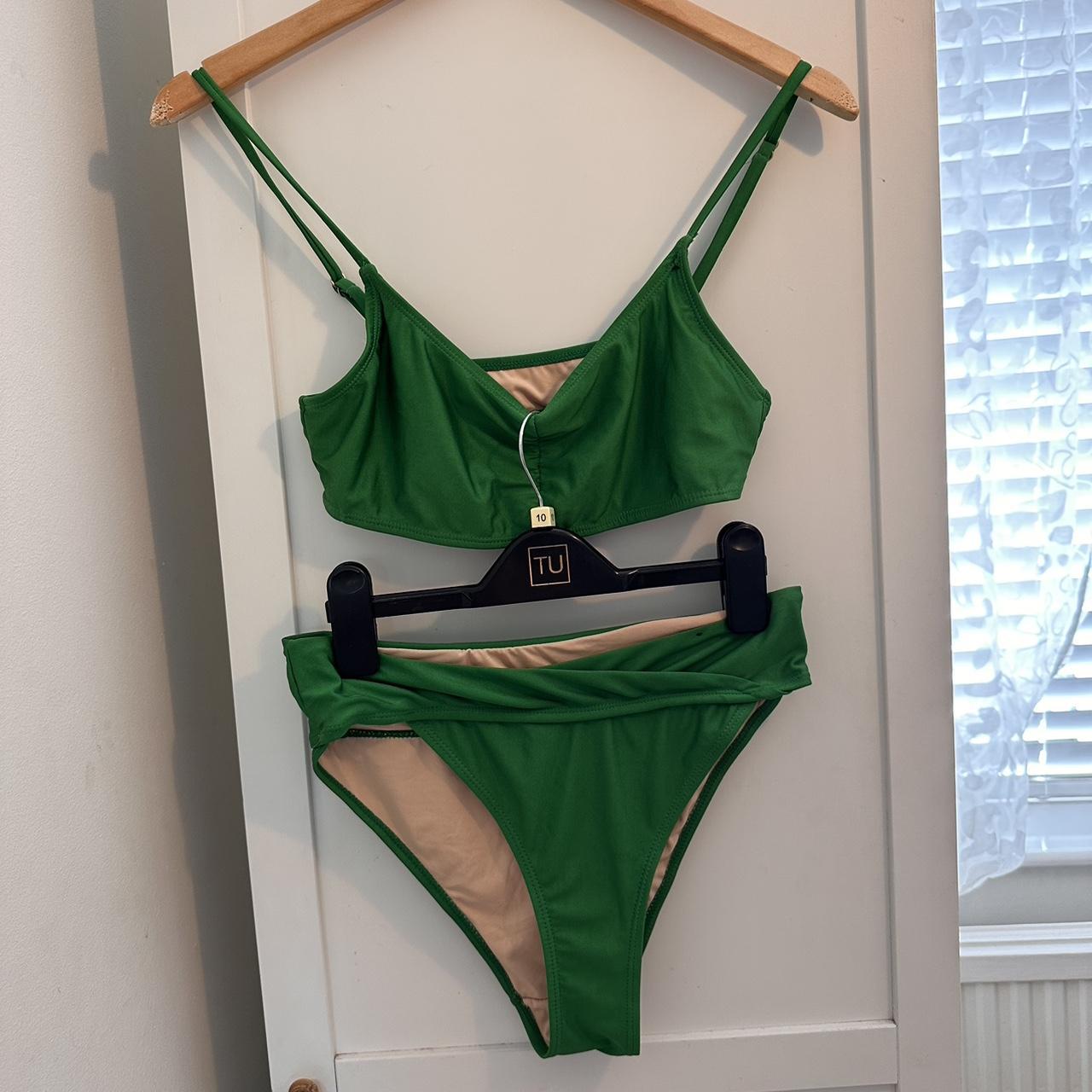 Emerald Green bandeau high waisted bikini Cotton... Depop