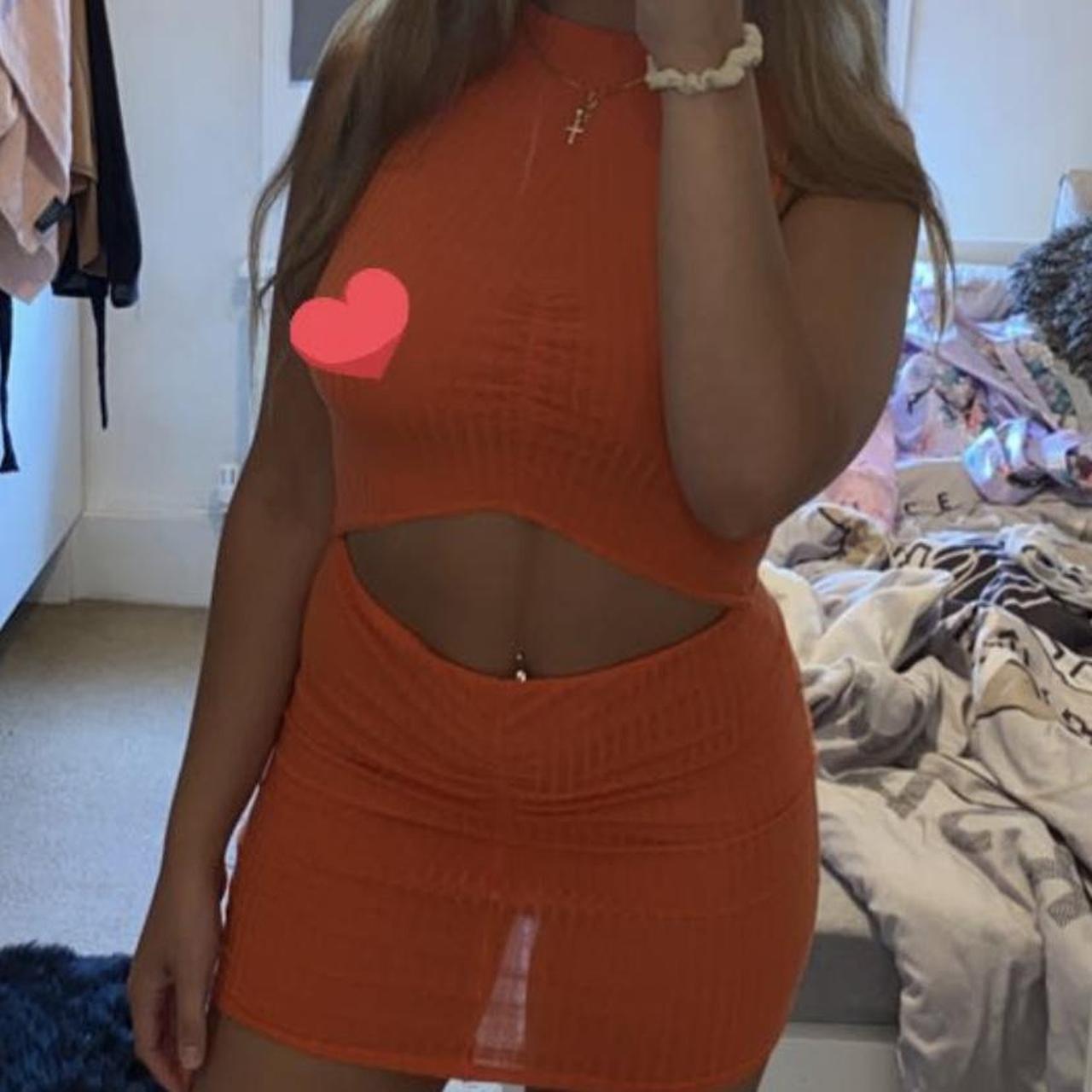 plt brown cut out dress