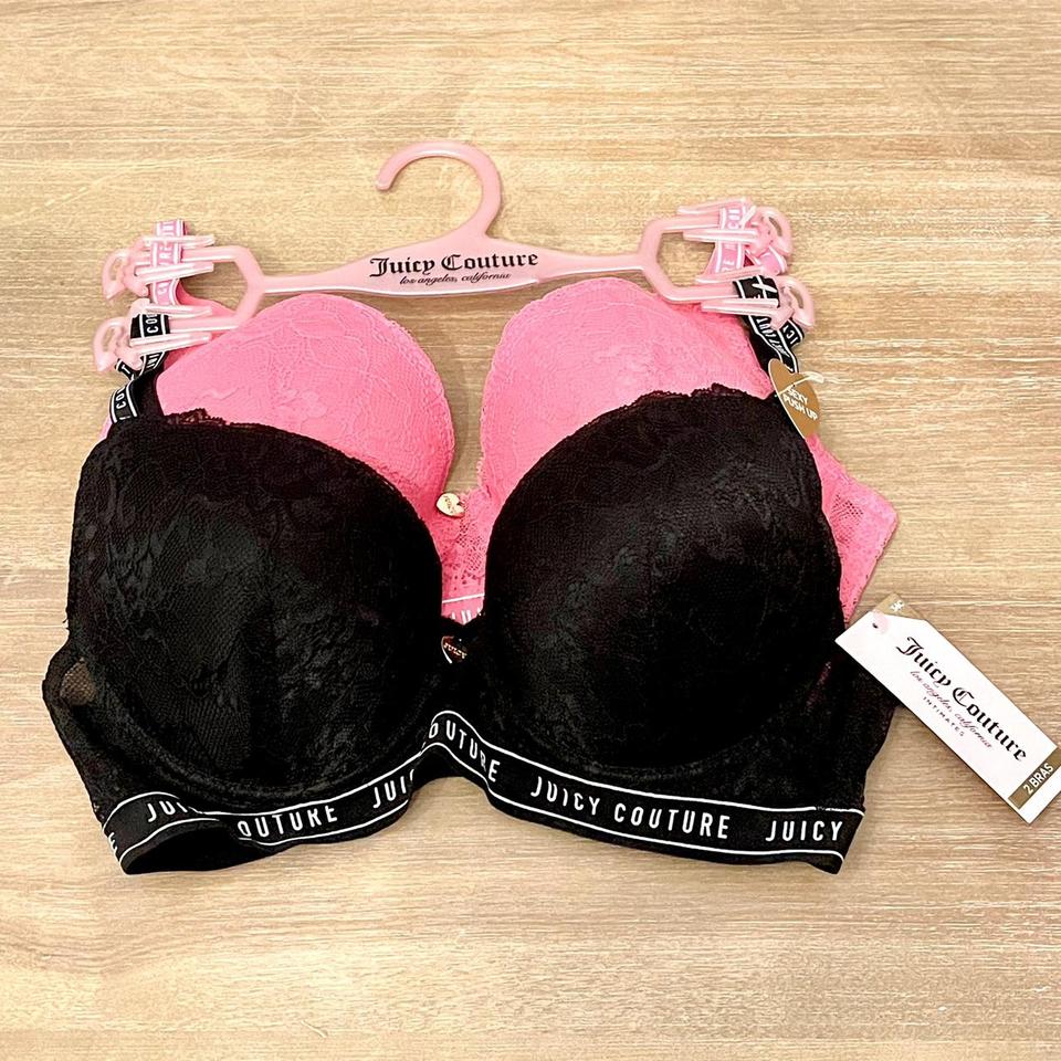 Juicy Couture, Intimates & Sleepwear, Nwt 34b Pink Black Push Up Smooth  Juicy Couture Bra Set