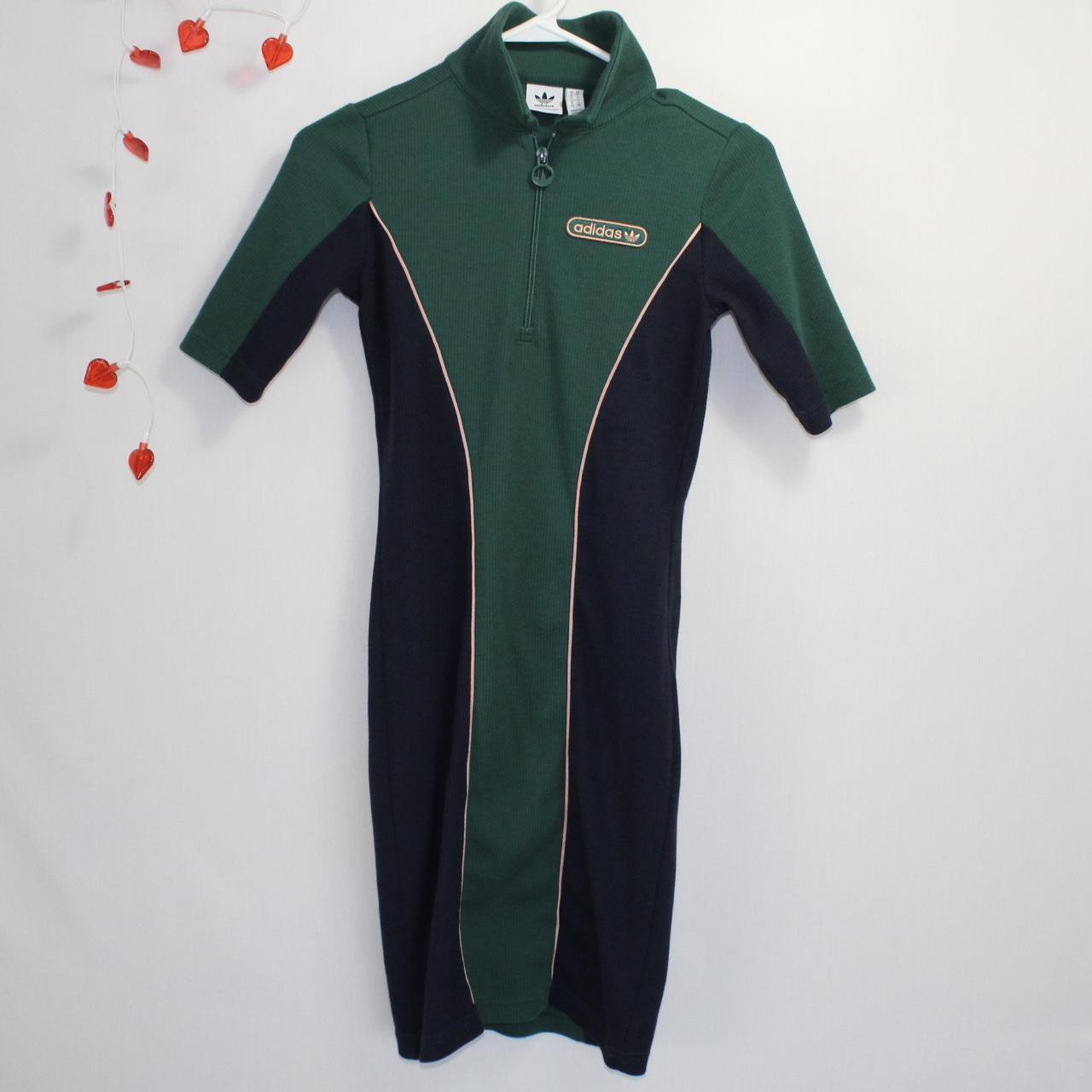 Green adidas’s bodycon dress size extra small zipper... - Depop