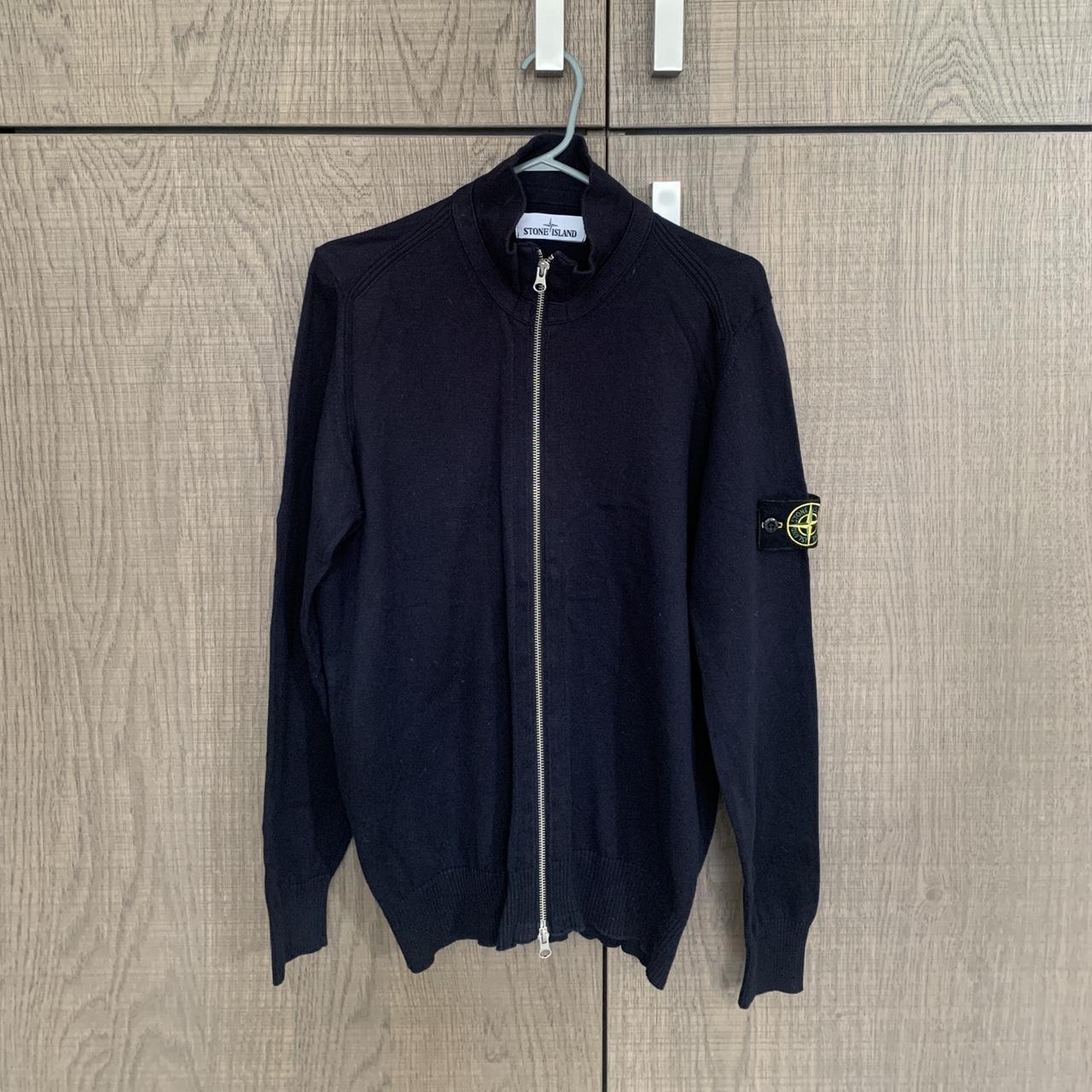 stone island navy zip up (L) Very good condition - Depop